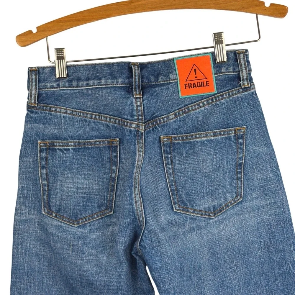 Tory Burch Button Fly Straight Leg Jeans Blue Wash Women's Size 25